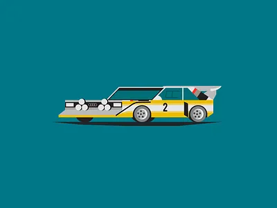 Sport Quattro auto car geometric illustration race car rally vector