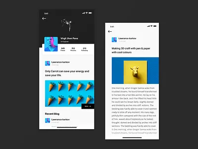 Social App | User profile screen| Iphonex app animation app concept blog post clean creative ios ios apps iphonex post social app uiux user interface user profile