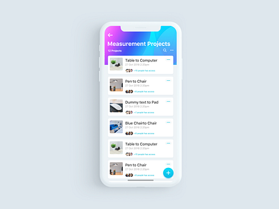 Daily UI 030 - Projects Screen For Measurement App app design daily ui measurement minimal mobile app project rikon rahman ui ui design ux