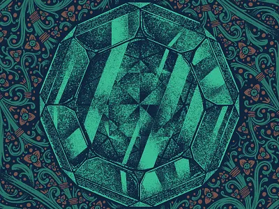 Poster Design 2d emerald facet faceted filagree gem gemstone jewelry mineral ornament ornamental scrollwork