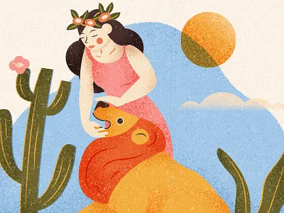 Strength character design drawing graphic illustration lion tarot tarot card vector