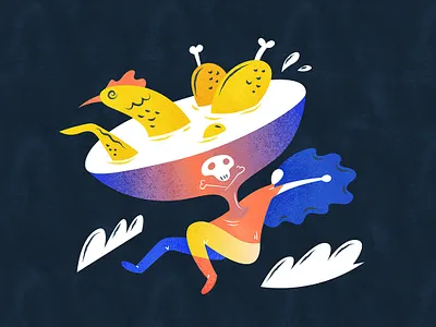 Deadly chicken soup | 心灵毒鸡汤 chicken chinese chineseidiom design flat fourchars halloween hiwow idiom illustration vector