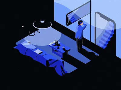 Always by your side 3d cat cat illustration dark iphone x isometric vector