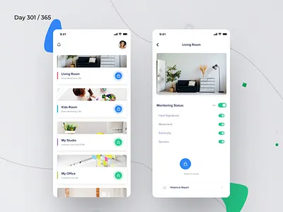 Home Smart Security App | Day 301/365 - Project365 daily ui design challenge home app home control house safety app ios iot minimal mobile app monitoring project365 secured devices secured home security sketch smart home smart security home super sunday super sunday