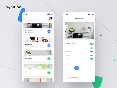 Home Smart Security App | Day 301/365 - Project365 daily ui design challenge home app home control house safety app ios iot minimal mobile app monitoring project365 secured devices secured home security sketch smart home smart security home super sunday super sunday