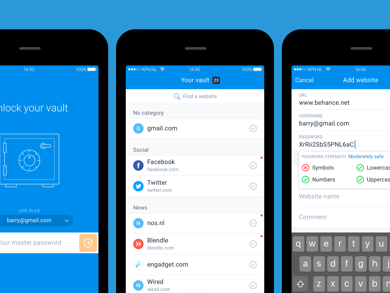 Example of Vaulteq password manager app