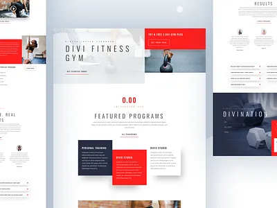 Fitness Gym Template Design for Divi 2018 cards clean design divi dribbble best shot fitness gym health homepage landing layout product template typography ui ux webdesign website wordpress
