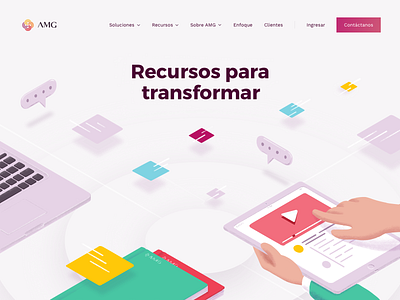 Resources to transform business collaboration design devices digital hero illustration landing resources tech ui