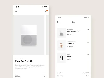 Minimal Shop app cart ecommerce ecommerce app ecommerce shop mobile app pdp ui ux xbox xbox one