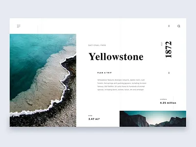yellowstone brandnew clean design hero landing minimal simple travel typography white
