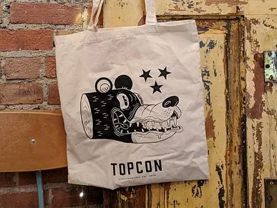 TopCon 2018 Totes art bear branding character design conference design drawing illustration ink logo photoshop print screen print totebag typography