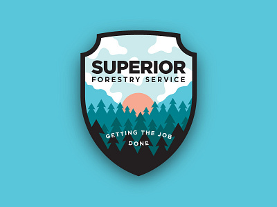 Superior Badge badge branding forestry outdoors sunrise trees