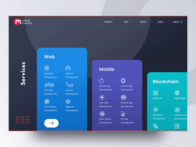 Mindinventory Services agency animation app design development mindinventory mobile motion services slider transition web