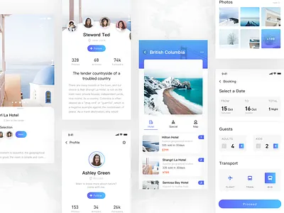 Hotel reservation app design interface ui
