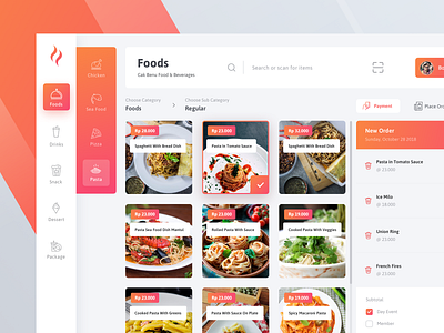Cak Benu Cashier App #Reconcept beverages cashier dasboard food orange pos restaurant ui web