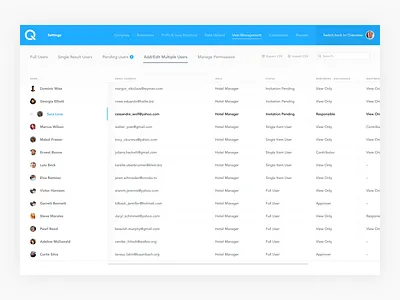 Quorso Settings app interface settings ui user user interface ux web