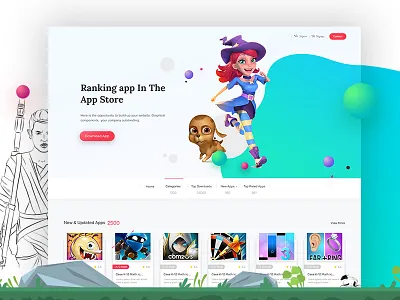 Application store Web Template app store clean design games illustration inspiration psd ui