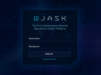JASK Sign In cyber cybersecurity jask log in logo scifi scifiui security security app sketch app ui uidesign web app