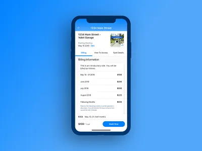 Monthly Spot Details checkout details iphone x parking parking app product design spothero ui ux