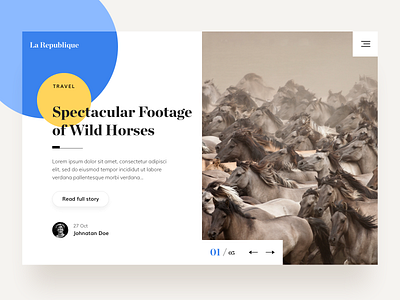 Hero Image Wild Horses app article blog branding buttons circles clean clean app design flat hero hero image horses inspiration landing page serif slider ui design ux web design