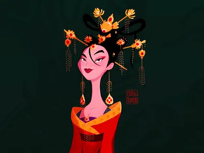 Mulan Halloween character art character creation character design disney princess disney villains illustration mulan procreate villain visdev