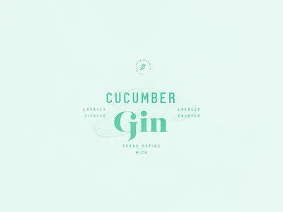 CUCUMBER GIN badge branding cucumber derek mohr distillery gin green logo lost type modern pickle typography