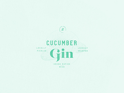 CUCUMBER GIN badge branding cucumber derek mohr distillery gin green logo lost type modern pickle typography