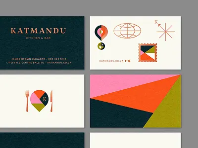 Katmandu Restuarant branding business cards design flat graphic icon identity illustration restaurant simple stationary typography vector