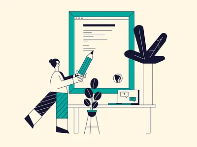 Script character flower frame illustration plant script write writer