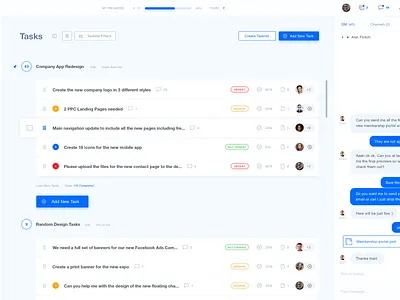 Project Management Application Tasks List application chat dashboad project management user interface ux ux design