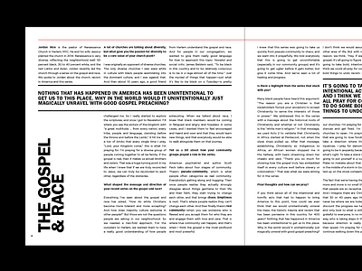 THE GOSPEL & RACE america gospel gospel and race magazine design print design racism spread type typography words of wisdom