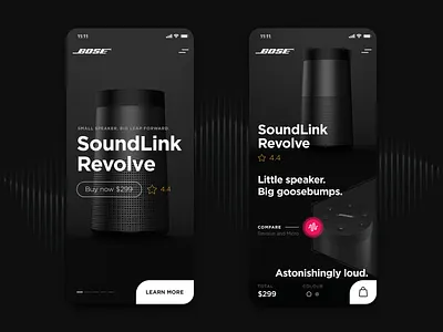 Bose Revolve - UI Challenge app app design bose clean dailyui design ios iphone x minimal product product details ui ui design