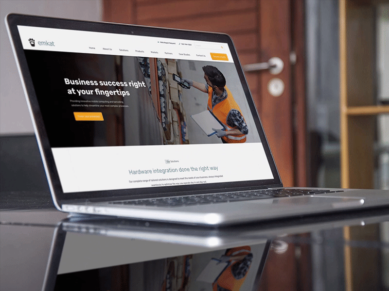 Emkat Solutions Inc. Website Design barcoding solutions field services healthcare tablets inventory management label thermal printers logistics and distribution manufacturing minneapolis web design mobile computing retail barcode scanners website redesign