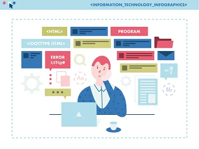 IT Infographics character company data flat illustration infographics information it keynote overmind technology vector visualization