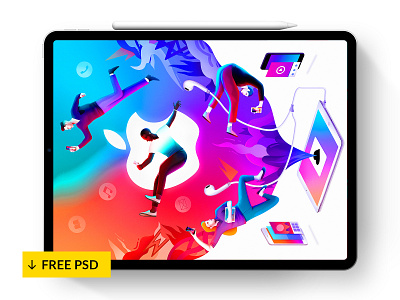 IPad Pro + Pencil 2018 – Mockup [FREE PSD] 💎 apple appstore devices app mockups free psd interface design templates ios ipad pro mockup pencil photoshop mockup psd product download ux ui mockup