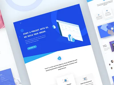 Creative Agency Landing Page agency blue business creative design exploration illustration landing page minimal psd template stratup trend ui web web desing