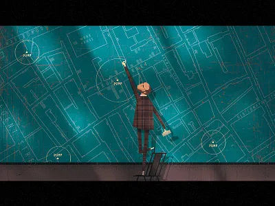 Lord Cholera of Castle Black blackboard board doctor flat illustration john snow jon snow lights map old professor