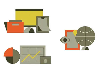 Web icons bold chart clean display eye flat globe icon illustration job marketing money search simple