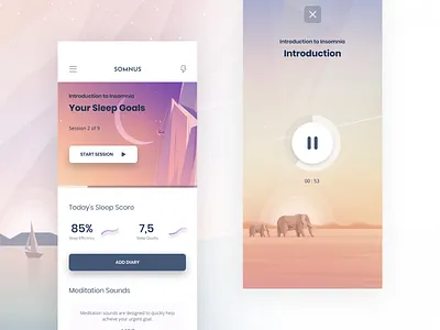 Somnus App audio session coach meditation meditation app meditation session mobile app sleep sleep app sleep therapy sleep well sleeping somnus