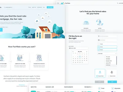 (FREE) FairRate - Finance Web App / UI Kit (.sketch file) clean web app freebie freebie sketch morgtage mortgage calculator mortgage landing mortgage web application