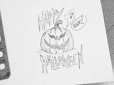 Happy Halloween ghost halloween pencil sketch pumpkin sketch