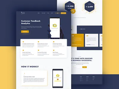 Fellafeeds minimal landing page. clients feedback landingpage pricing startup web yellow
