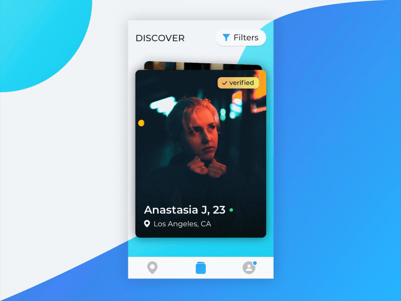 Dating App animation app cards dating app ios iphone principle profile swipe ui user interface ux