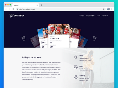 Influencer Page block chain blockchain clean design gradient influencer landing page landing page design ui ui ux ux web website