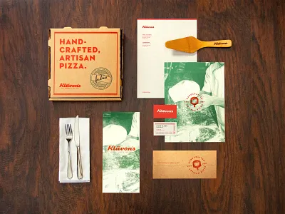 Klavon's Pizzeria & Pub brand identity branding identity identity design pizza pizza box pizzeria stationery