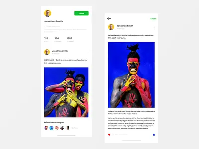 Social Blog App - User & Story Screens app app ui blog design clean ui fluent fresh design interaction design interface design iphonex social app user account ux design