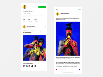 Social Blog App - User & Story Screens app app ui blog design clean ui fluent fresh design interaction design interface design iphonex social app user account ux design