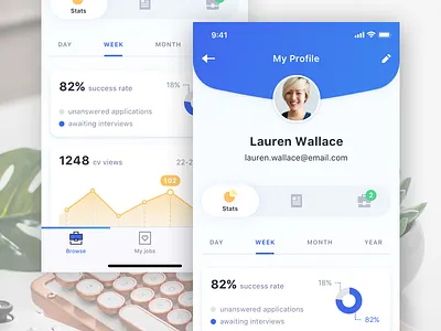 Profile app interface ios job app mobile profile ui user interface ux
