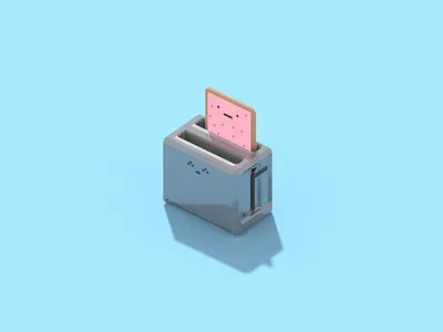Poptart 3d breakfast cute food isometric poptart toaster voxel