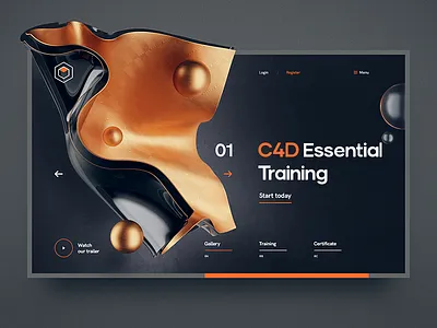 C4D Essential Training 3d cinema 4d design flat glass grid illustration metal navigation site typography ui ux web wireframe